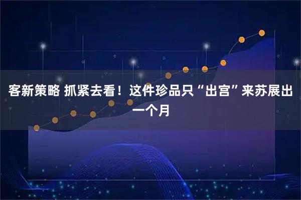 客新策略 抓紧去看！这件珍品只“出宫”来苏展出一个月